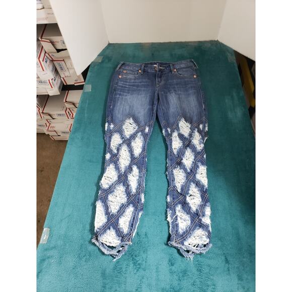 True Religion Jeans Size 26 Womens Blue Stretch Starr Cropped Straight NWT - Picture 2 of 16